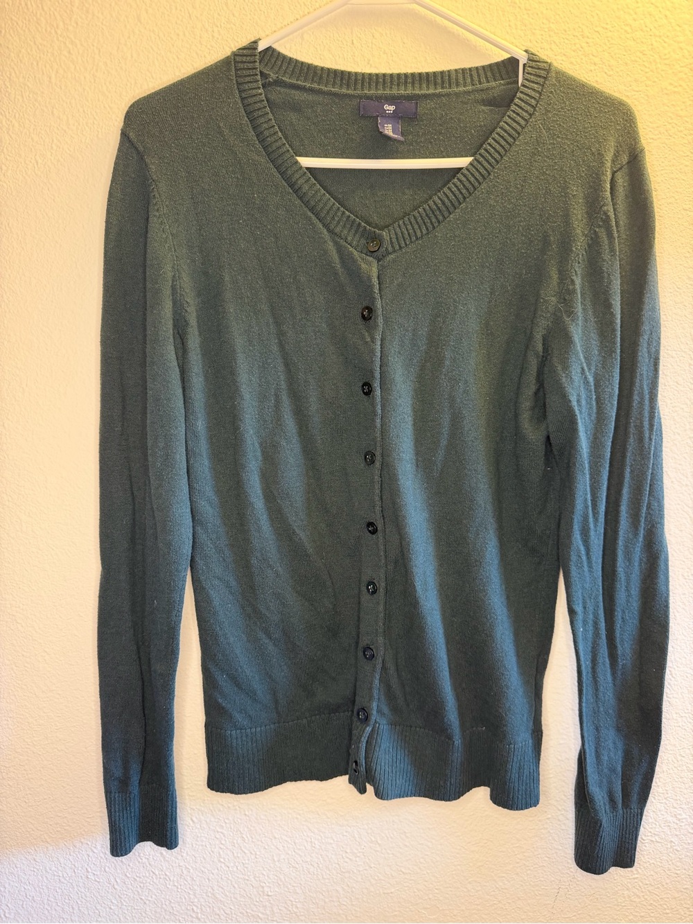 GAP Women's Forest Green V-Neck Button-Up Cardigan